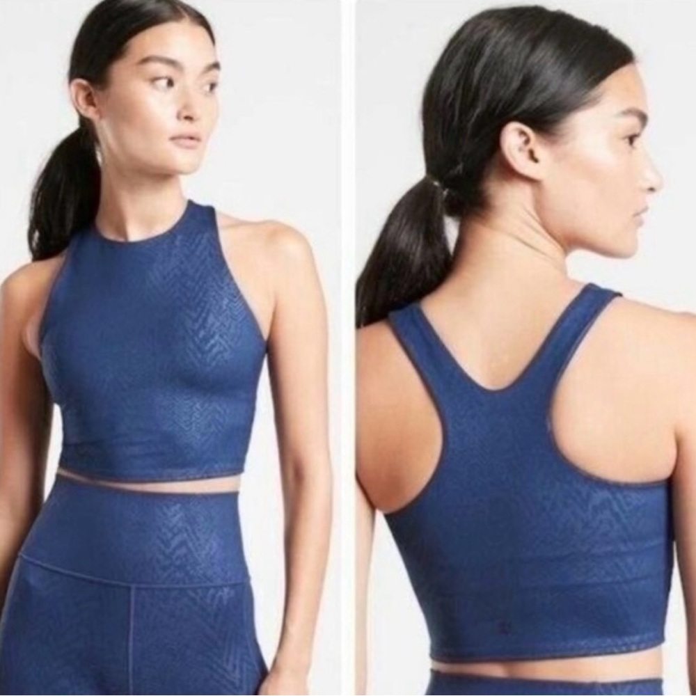 Athleta Women’s Conscious Crop Bra A-C Medusa Enchanted Blue Size Medium